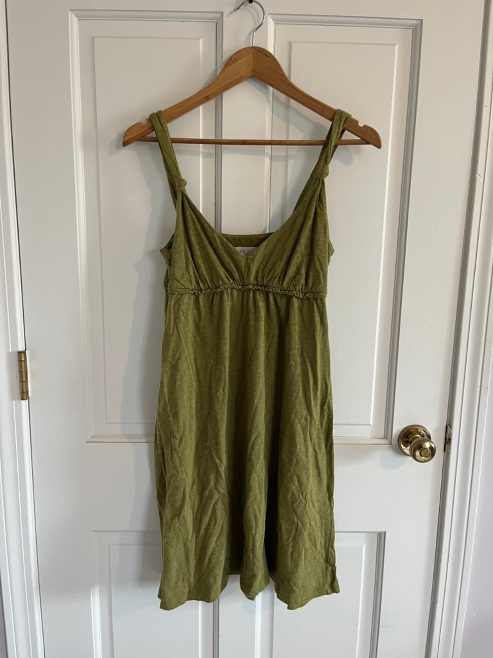 LOFT Olive Green Knotted-Strap Midi Summer Sun Dress - Small S